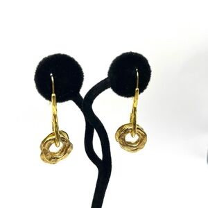 Gold Geometric Minimalist Earrings Shepards Hooks Quality Circular Gold Tone